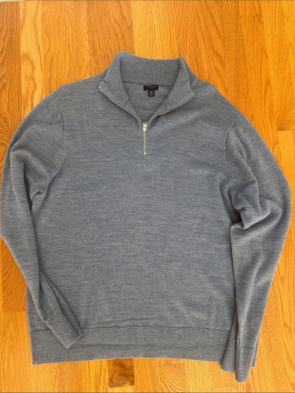 J. Crew Men's Heathered Blue Half-Zip Sweater